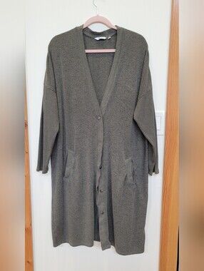 Olive Green Long Knit Duster Cardigan-Reitmans